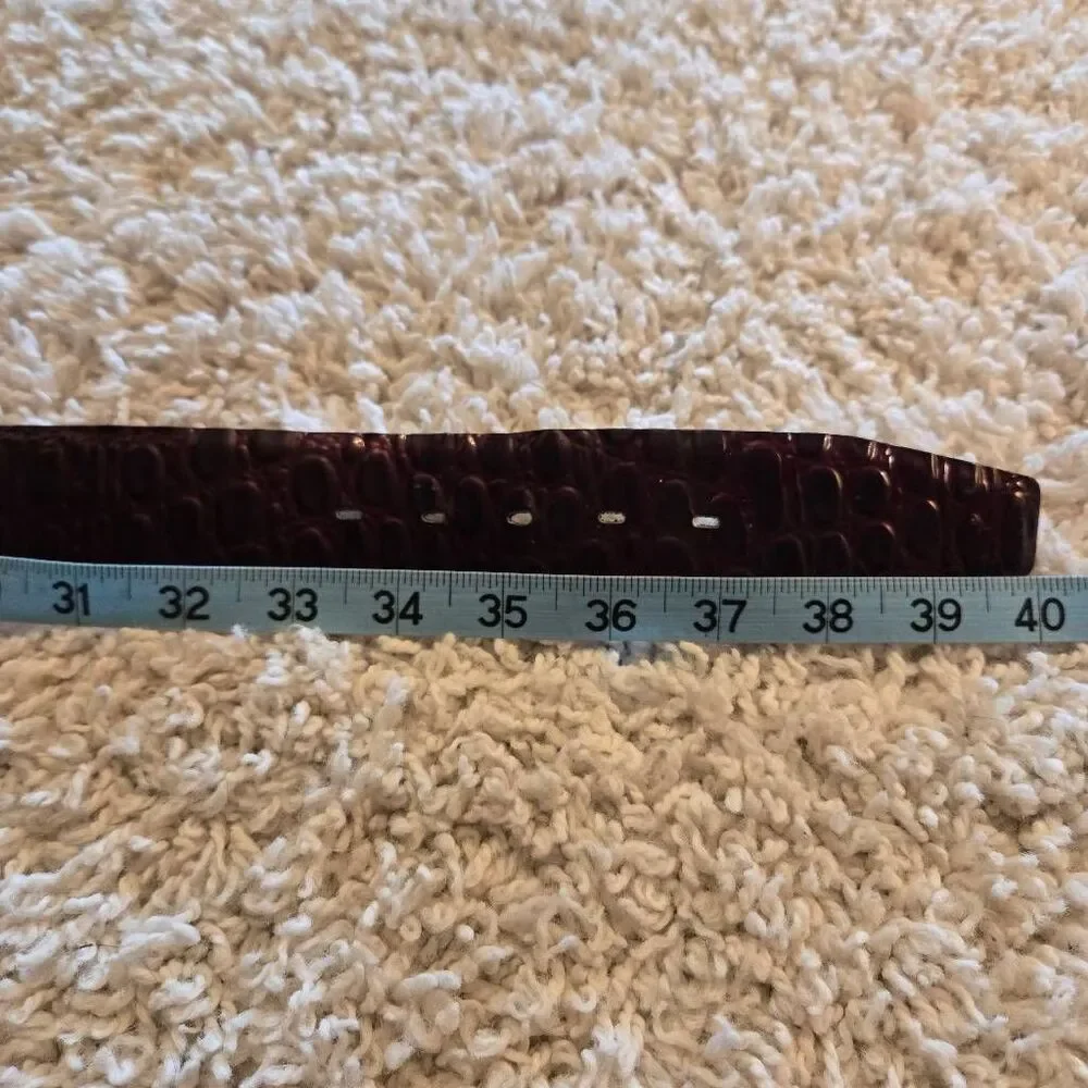 Vintage Hudson's of Indiana Patent Leather Belt Reddish Brown Croc Embossed 36